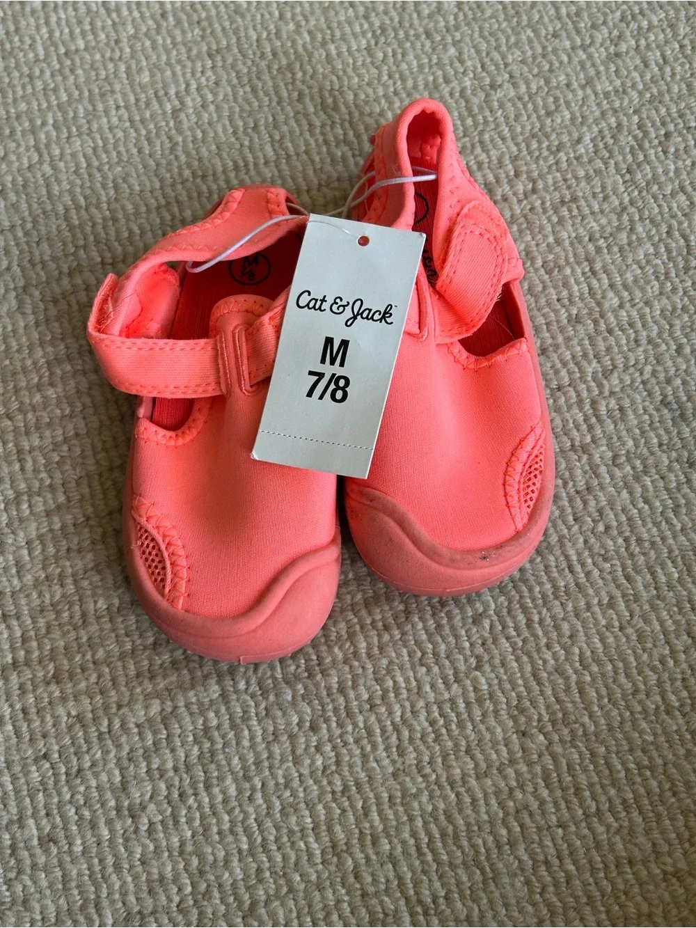 Cat & Jack Coral Pink Kids Water Shoes with Hook-and-Loop Strap
